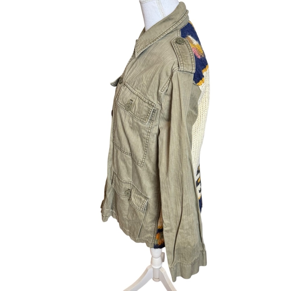 Daughters of‎ the Liberation Anthropologie Military Jacket Knit Aztec Back Small - Picture 4 of 7
